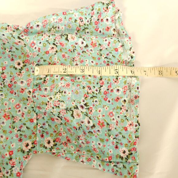 Viola Borghi Womens Medium 100% Linen Floral Short Sleeve Blouse Made In Italy - Picture 6 of 7